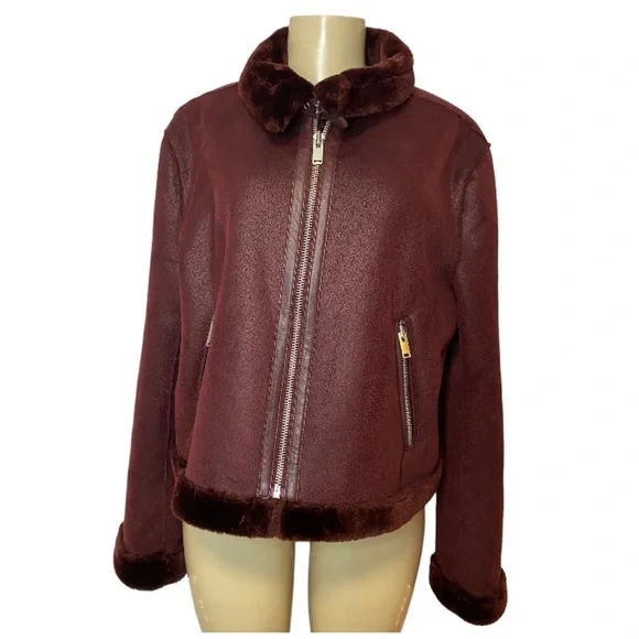 Anthropologie by Ettitwa Faux Suede Faux Fur Jacket Size Large - Picture 2 of 6